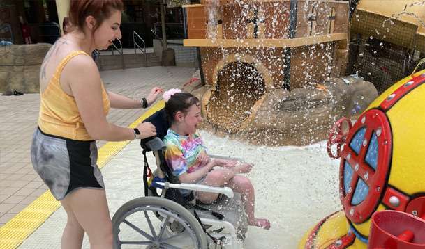 Girl Wheelchair Having Fun